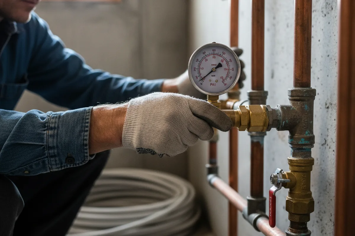 Pressure testing a repaired line during Water Line Repair in Morrice